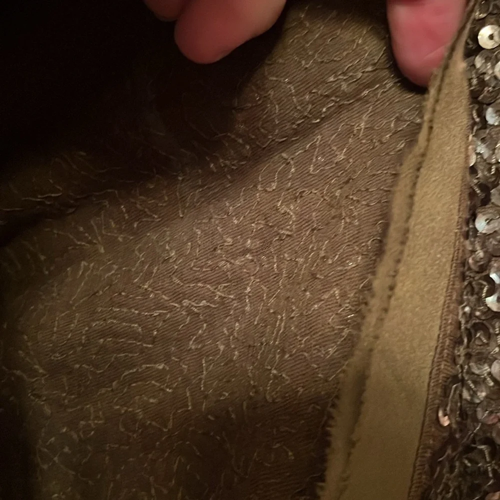 J.crew J Crew XS Bronze metallic sequin tee shirt short sleeve shimmery top EUC